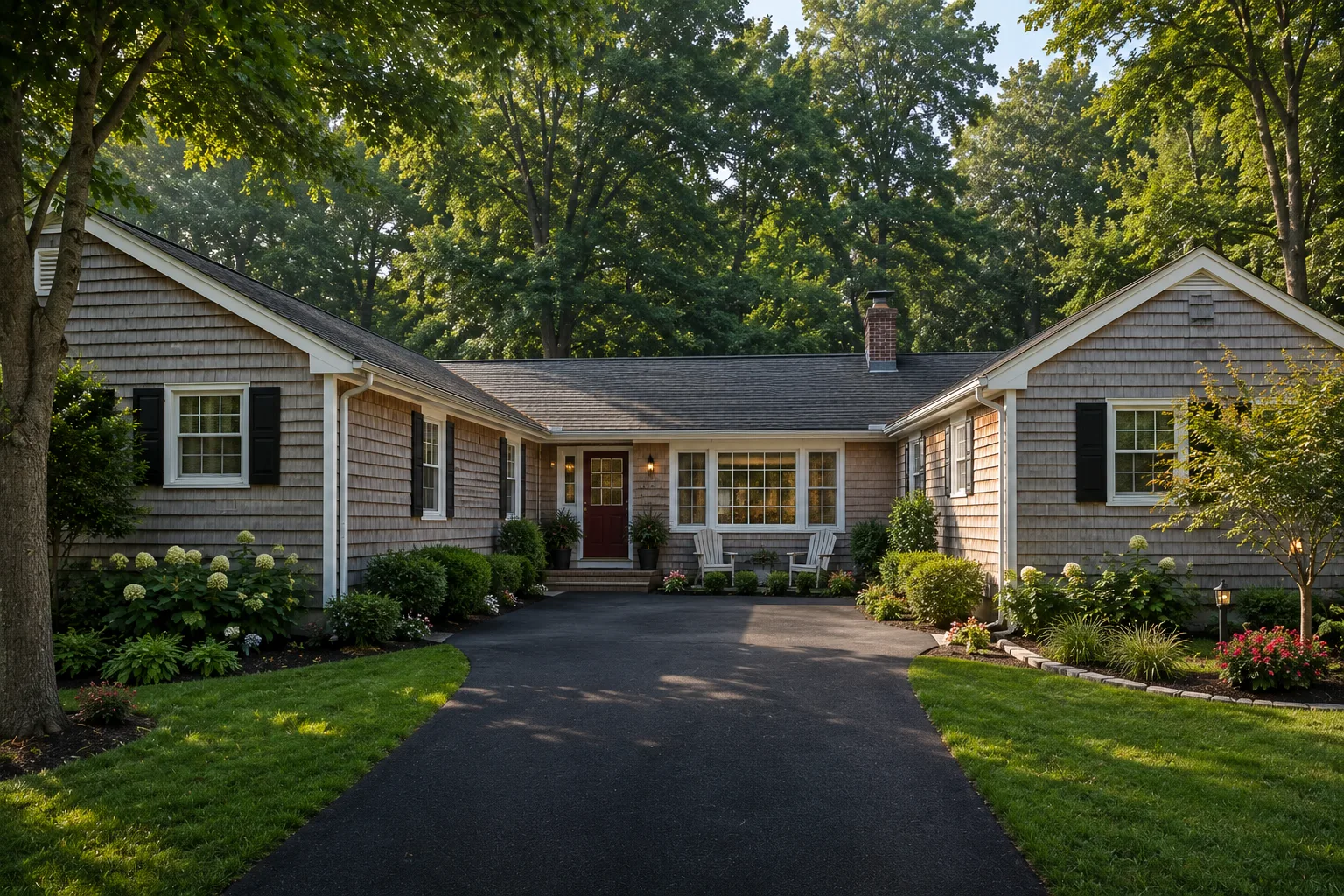 Cedar sided U shaped rental home