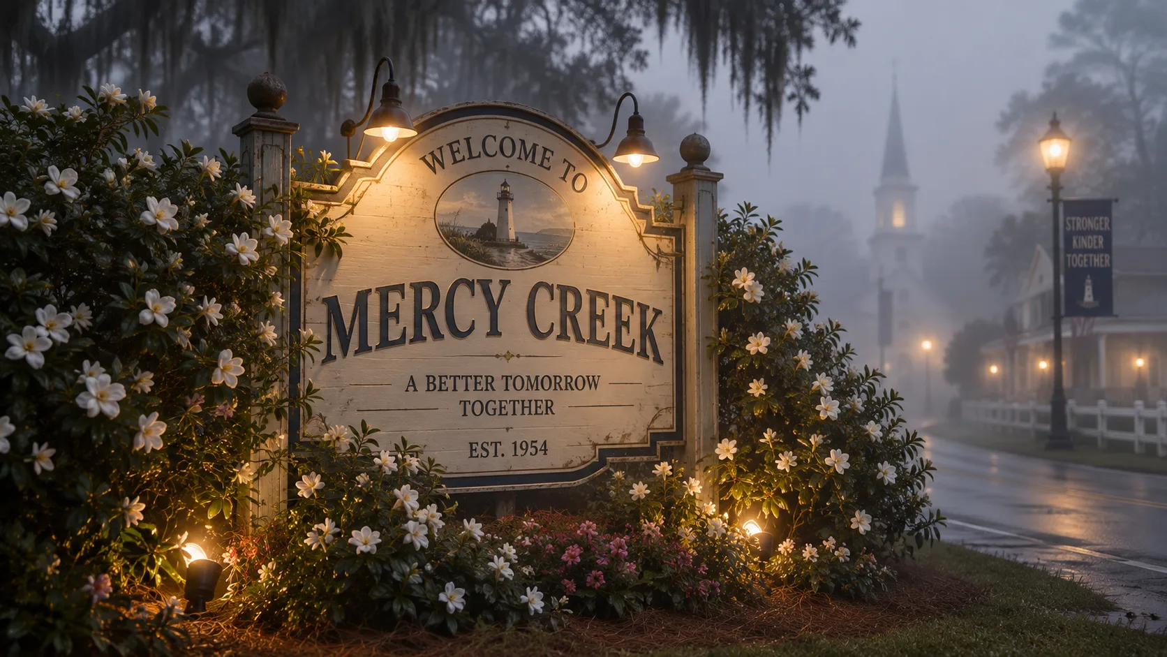Welcome to Mercy Creek sign