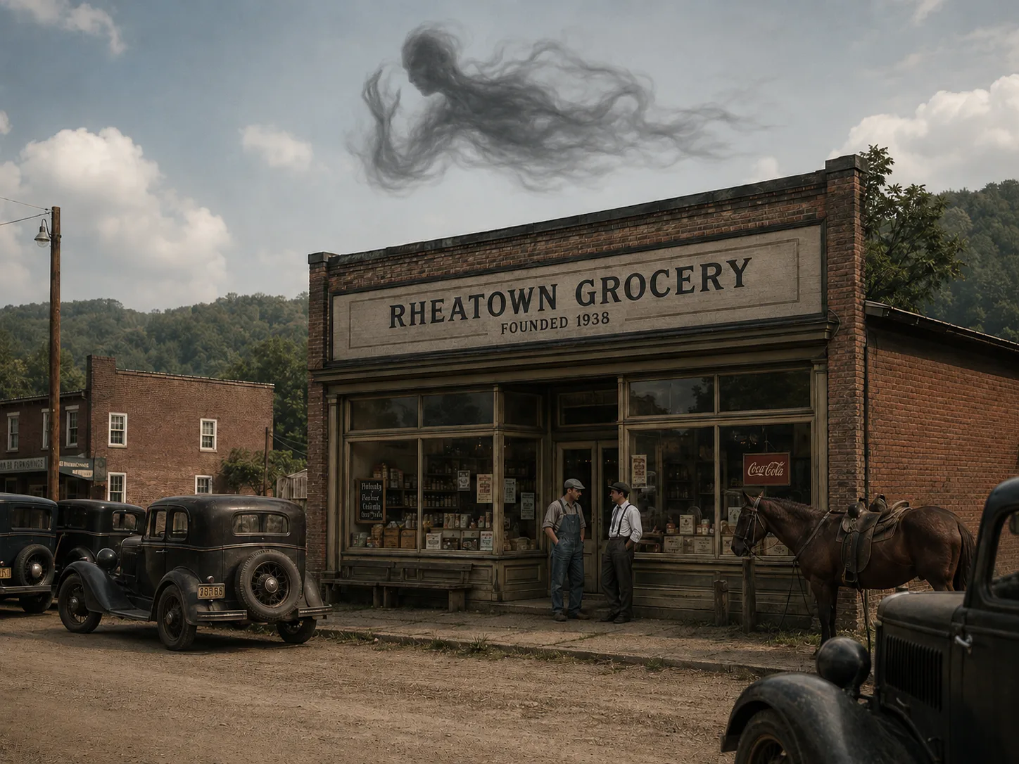 Rheatown Grocery in 1938 with an unexplained alien presence