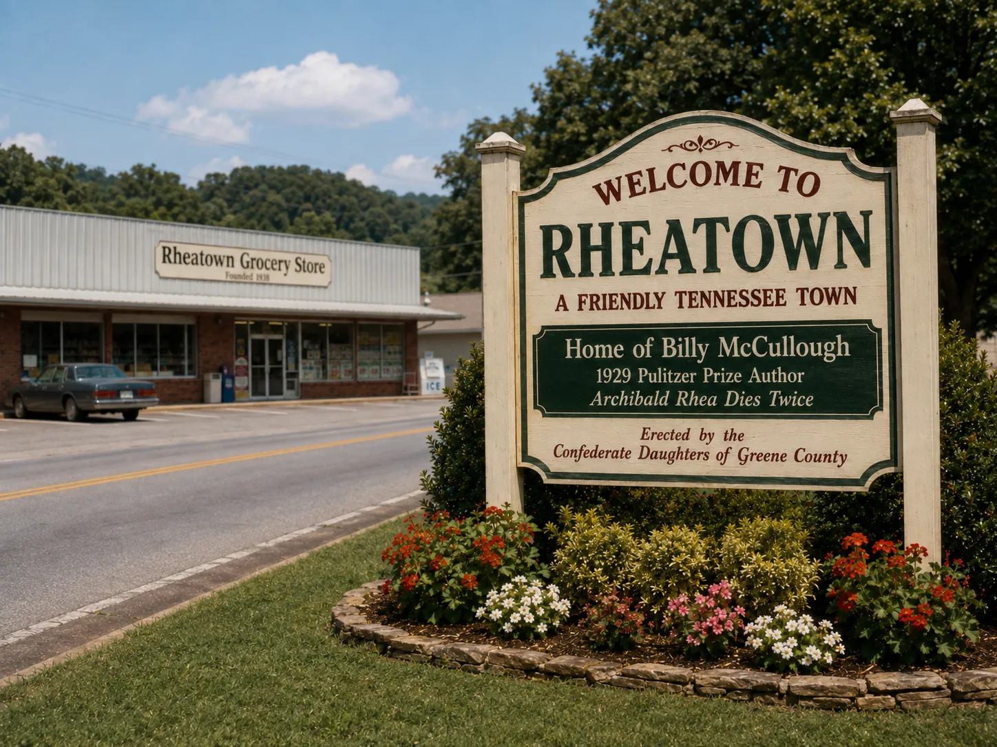 Welcome to Rheatown sign