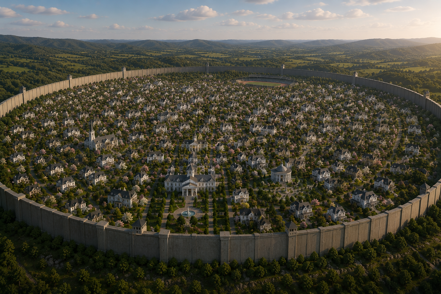 Community-A surrounded by a massive wall